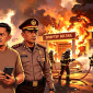 Ilustrasi suasana kebakaran Kantor DPMPTSP Boltara yang disertai momen dugaan intimidasi terhadap wartawan Binadow.com saat sedang mendokumentasikan peristiwa tersebut.