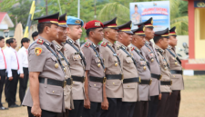 Sejumlah pejabat utama dan kapolsek jajaran mengikuti Upacara Serah Terima Jabatan (Sertijab) yang dipimpin Kapolres Bolaang Mongondow Utara, AKBP Andhika Fitransyah, S.I.K., M.Han., di Lapangan Apel Polres Boltara, Selasa (21/7/2026). (Foto: Humas Polres Boltara)